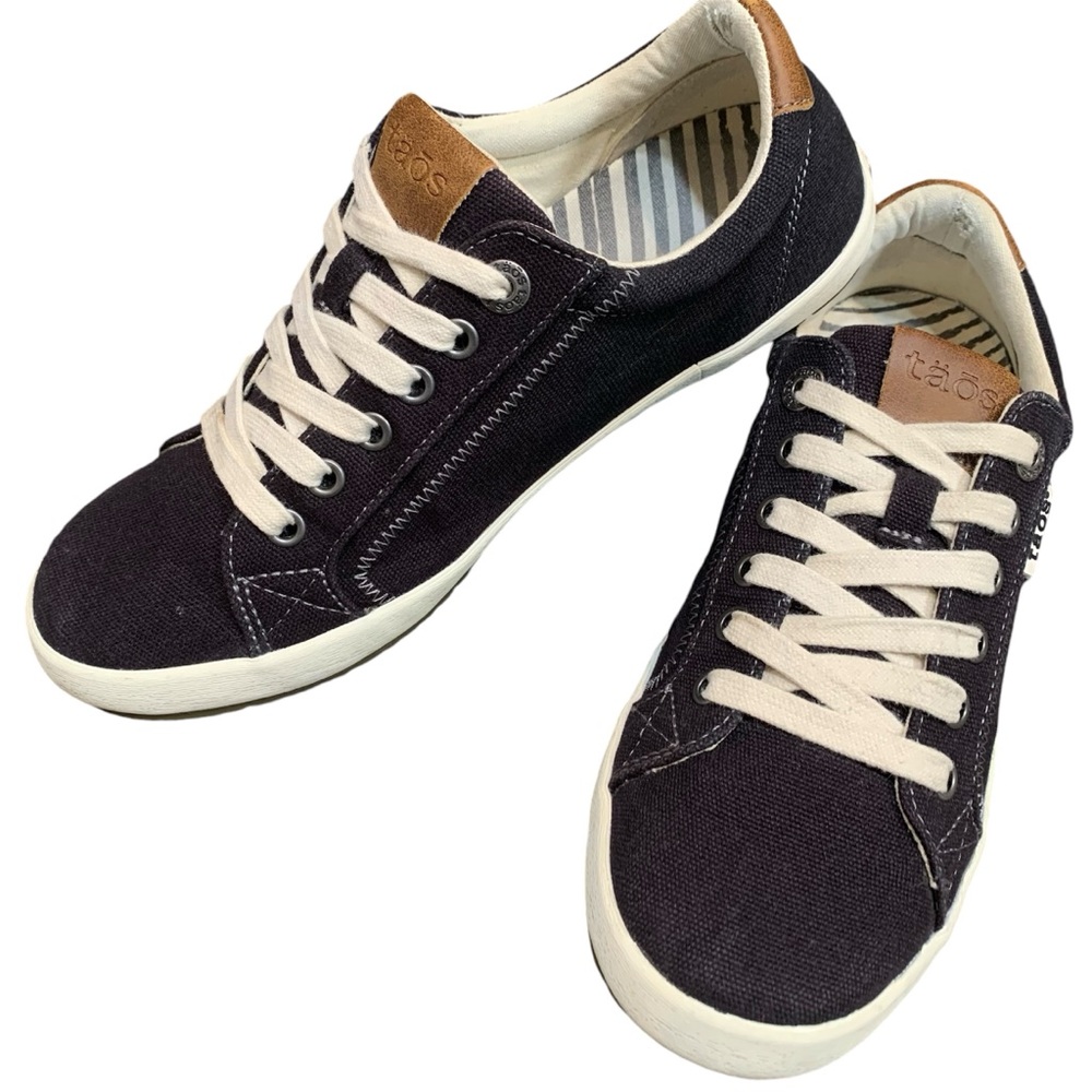 Taos Star Black/Charcoal Canvas Sneaker 8.5 Lace Up Low Top Casual Comfort Shoes - Picture 16 of 16